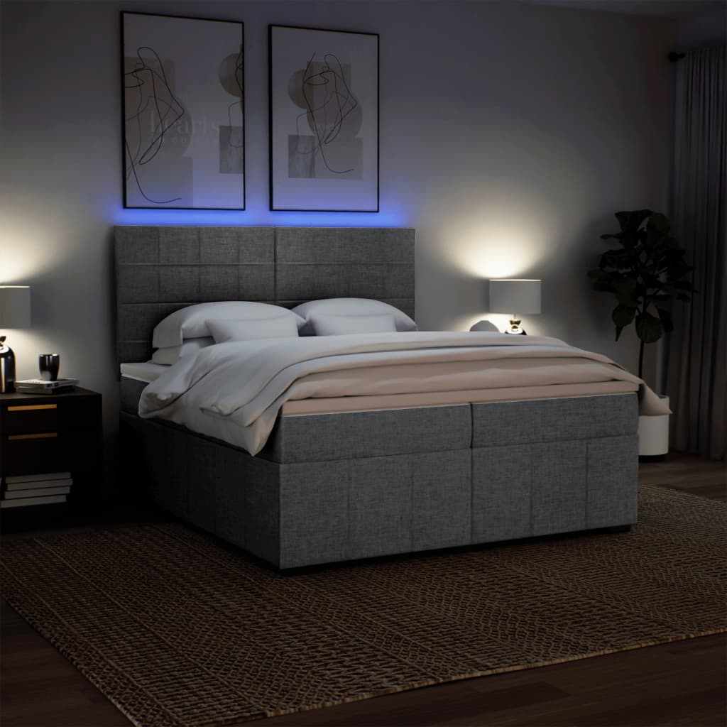 Box Spring Postel S Matrací Světle Šedá 200 X 200 Cm Textil