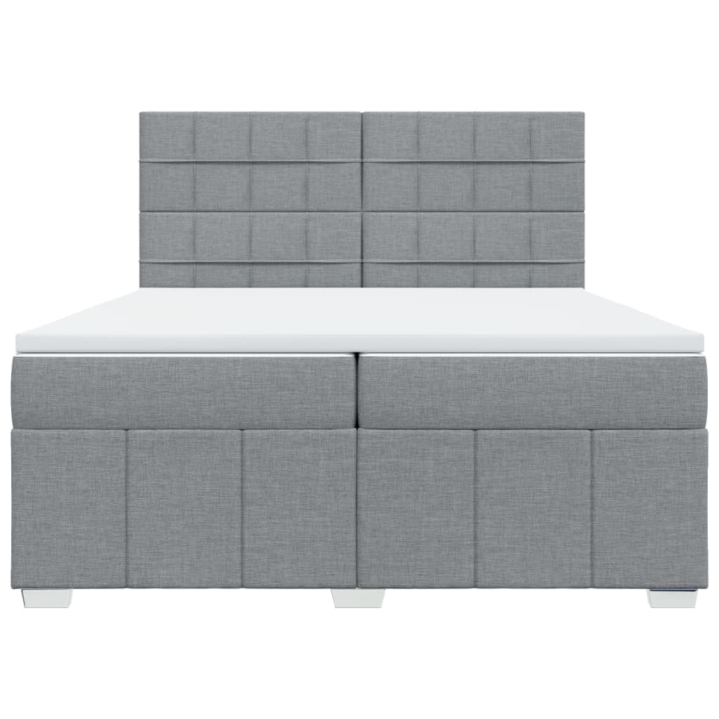 Box Spring Postel S Matrací Světle Šedá 200 X 200 Cm Textil