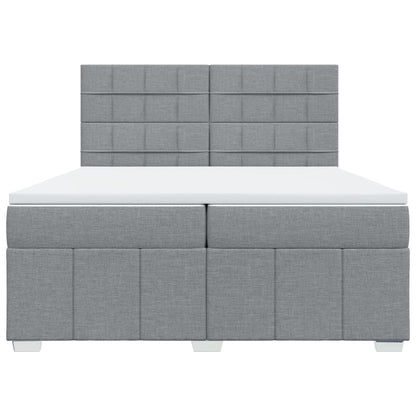 Box Spring Postel S Matrací Světle Šedá 200 X 200 Cm Textil