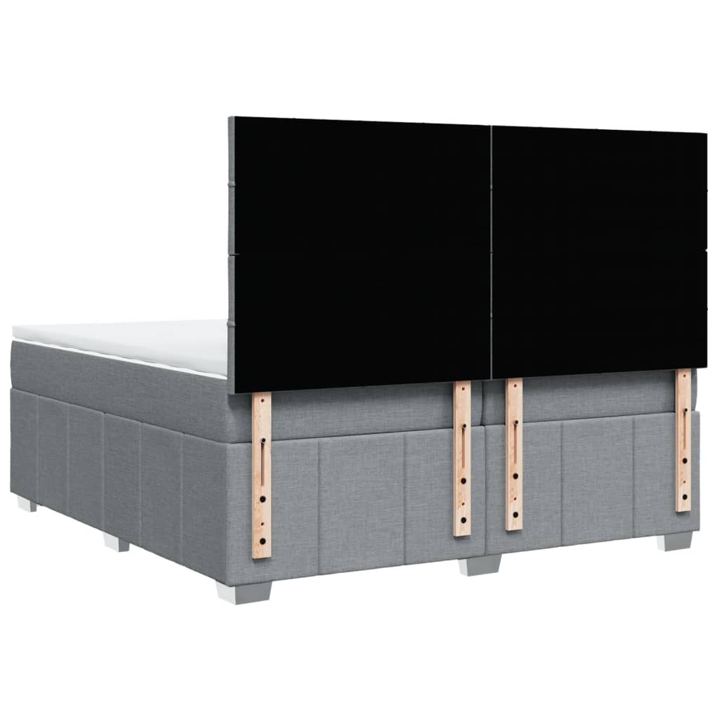 Box Spring Postel S Matrací Světle Šedá 200 X 200 Cm Textil
