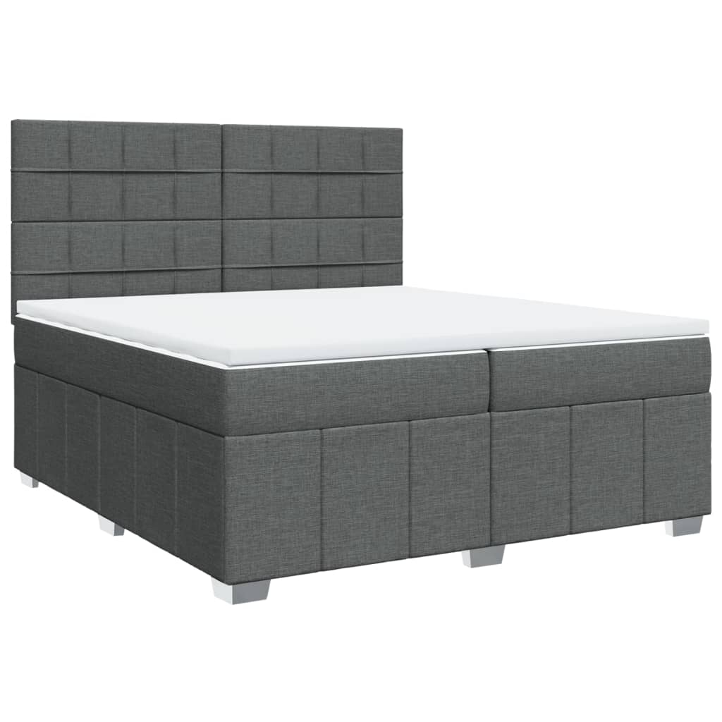 Box Spring Postel S Matrací Tmavě Šedá 200X200 Cm Textil