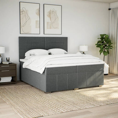Box Spring Postel S Matrací Tmavě Šedá 200X200 Cm Textil
