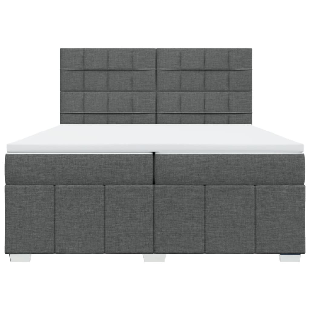 Box Spring Postel S Matrací Tmavě Šedá 200X200 Cm Textil