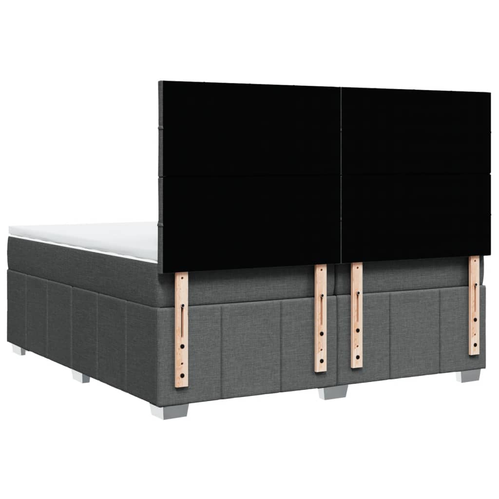 Box Spring Postel S Matrací Tmavě Šedá 200X200 Cm Textil