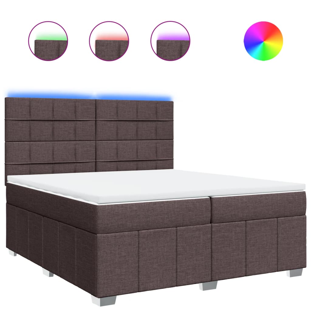 Box Spring Postel S Matrací Tmavě Hnědá 200X200 Cm Textil