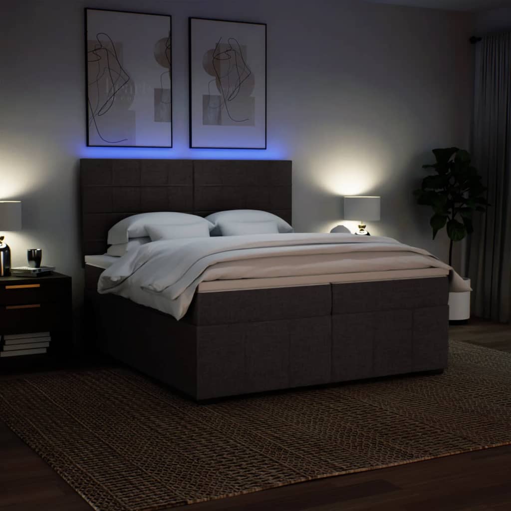 Box Spring Postel S Matrací Tmavě Hnědá 200X200 Cm Textil