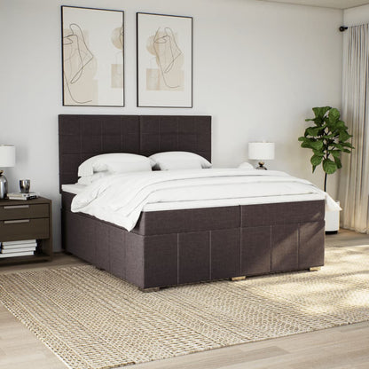Box Spring Postel S Matrací Tmavě Hnědá 200X200 Cm Textil
