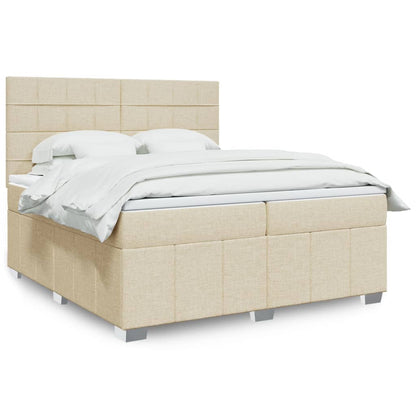 Box Spring Postel S Matrací Textil Krémová