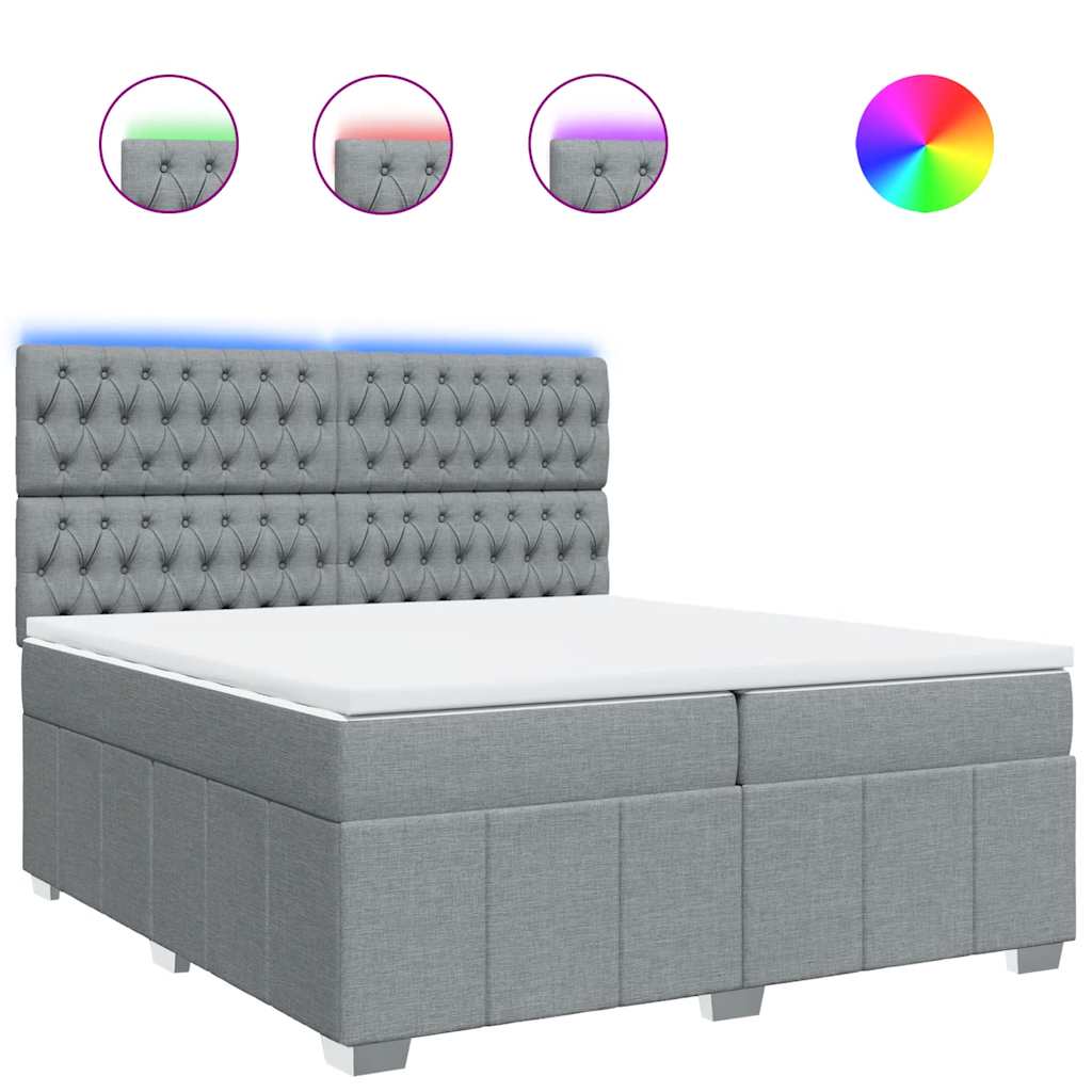 Box Spring Postel S Matrací Světle Šedá 200 X 200 Cm Textil
