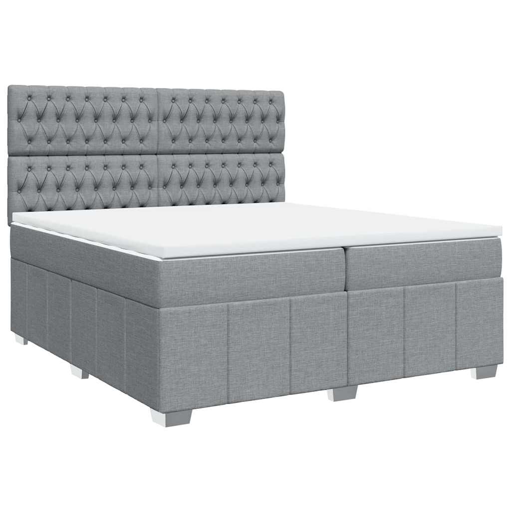 Box Spring Postel S Matrací Světle Šedá 200 X 200 Cm Textil