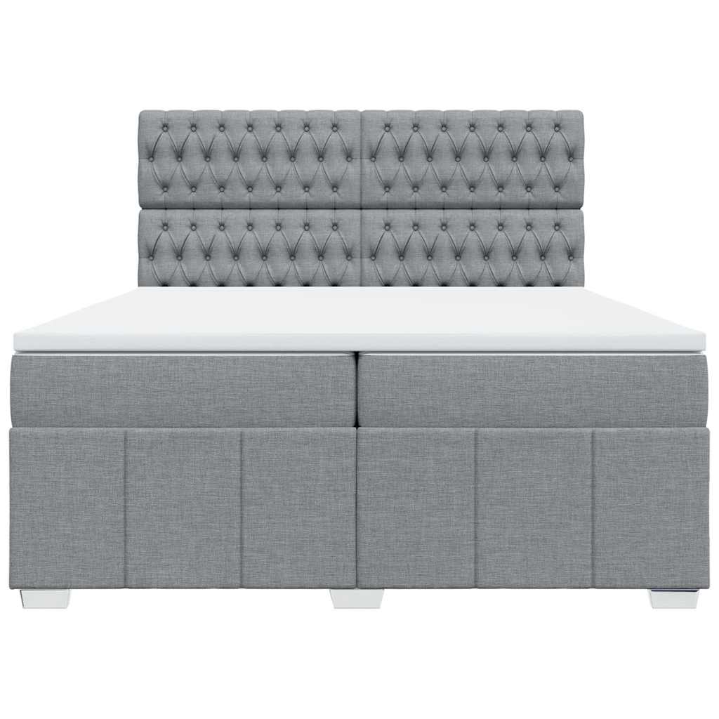 Box Spring Postel S Matrací Světle Šedá 200 X 200 Cm Textil