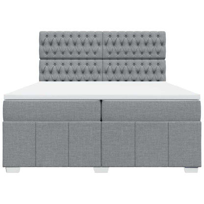 Box Spring Postel S Matrací Světle Šedá 200 X 200 Cm Textil