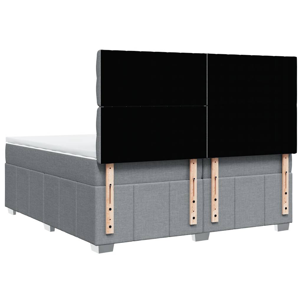 Box Spring Postel S Matrací Světle Šedá 200 X 200 Cm Textil