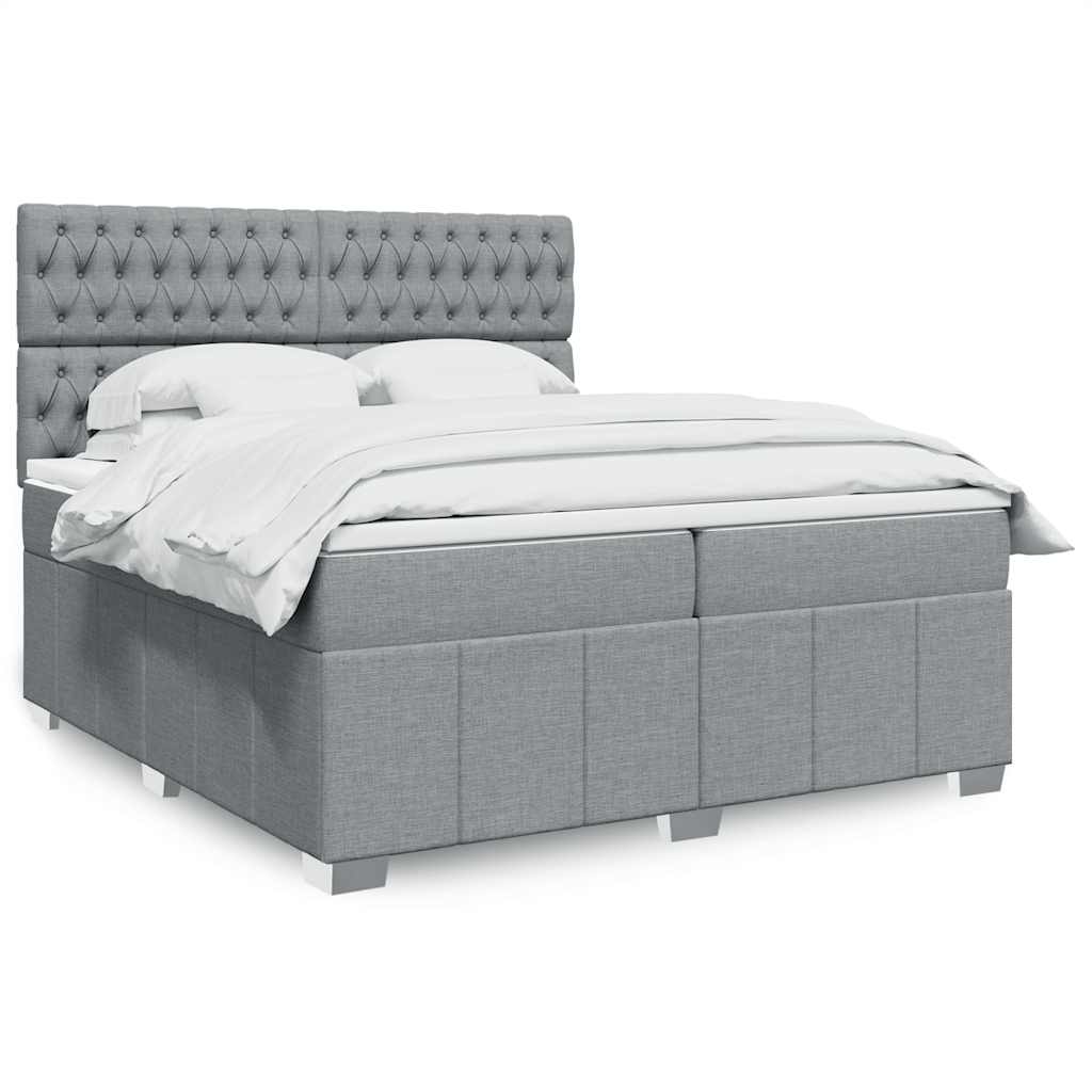 Box Spring Postel S Matrací Světle Šedá 200 X 200 Cm Textil