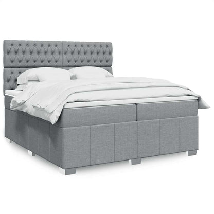 Box Spring Postel S Matrací Světle Šedá 200 X 200 Cm Textil