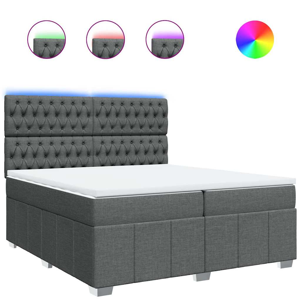Box Spring Postel S Matrací Tmavě Šedá 200X200 Cm Textil