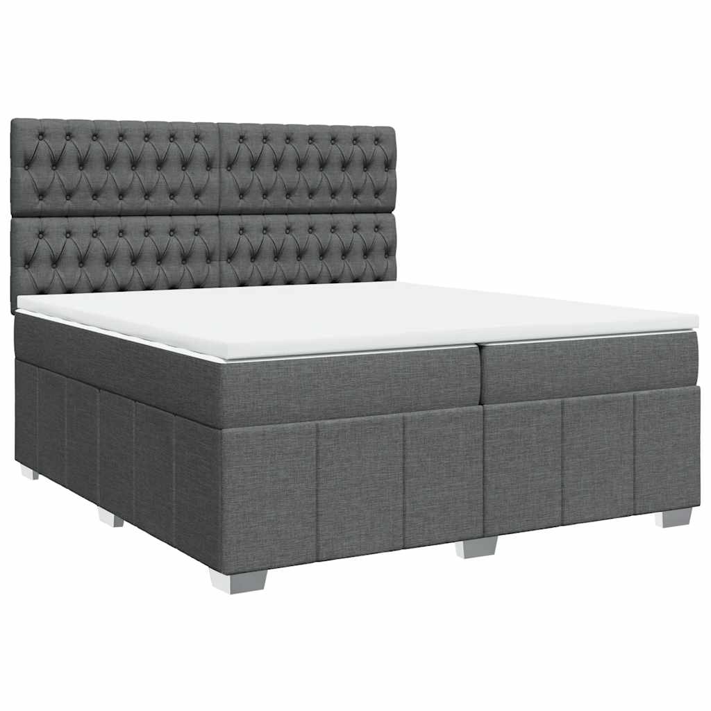 Box Spring Postel S Matrací Tmavě Šedá 200X200 Cm Textil