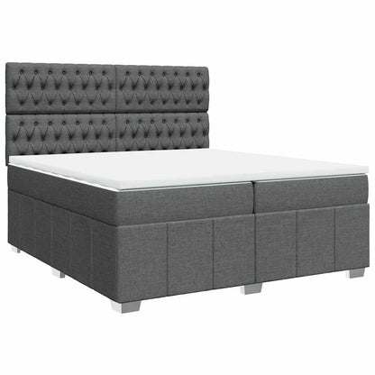 Box Spring Postel S Matrací Tmavě Šedá 200X200 Cm Textil