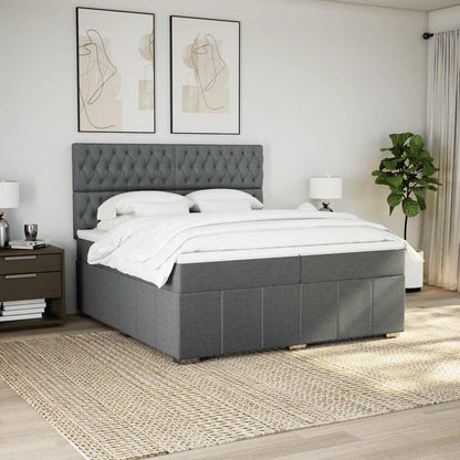 Box Spring Postel S Matrací Tmavě Šedá 200X200 Cm Textil