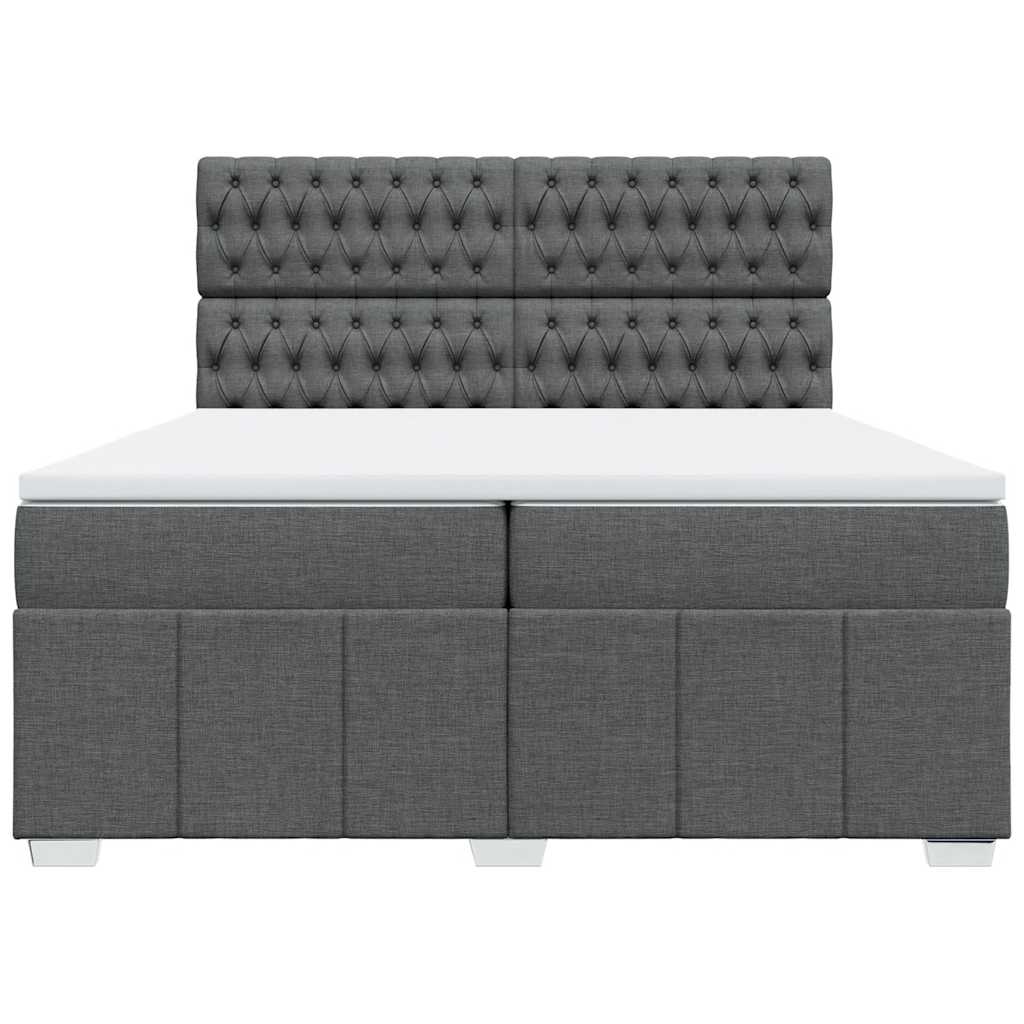 Box Spring Postel S Matrací Tmavě Šedá 200X200 Cm Textil