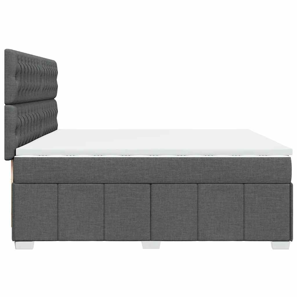 Box Spring Postel S Matrací Tmavě Šedá 200X200 Cm Textil