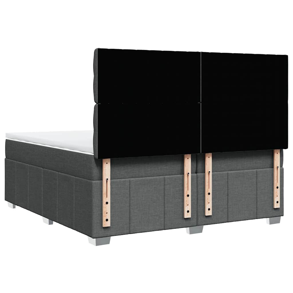 Box Spring Postel S Matrací Tmavě Šedá 200X200 Cm Textil
