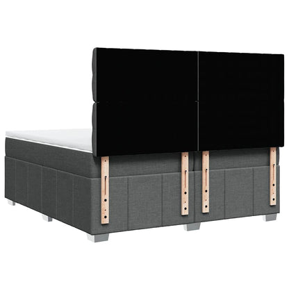 Box Spring Postel S Matrací Tmavě Šedá 200X200 Cm Textil