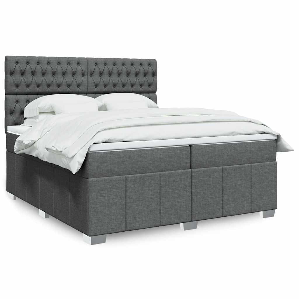 Box Spring Postel S Matrací Tmavě Šedá 200X200 Cm Textil