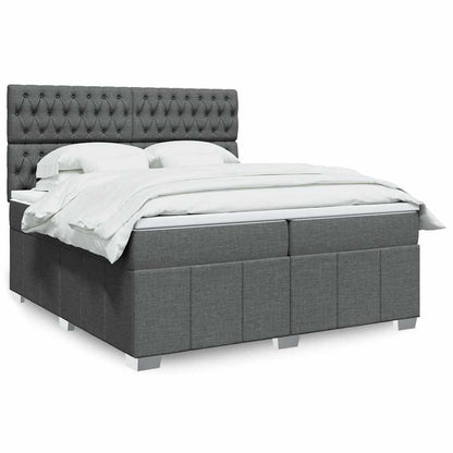 Box Spring Postel S Matrací Tmavě Šedá 200X200 Cm Textil