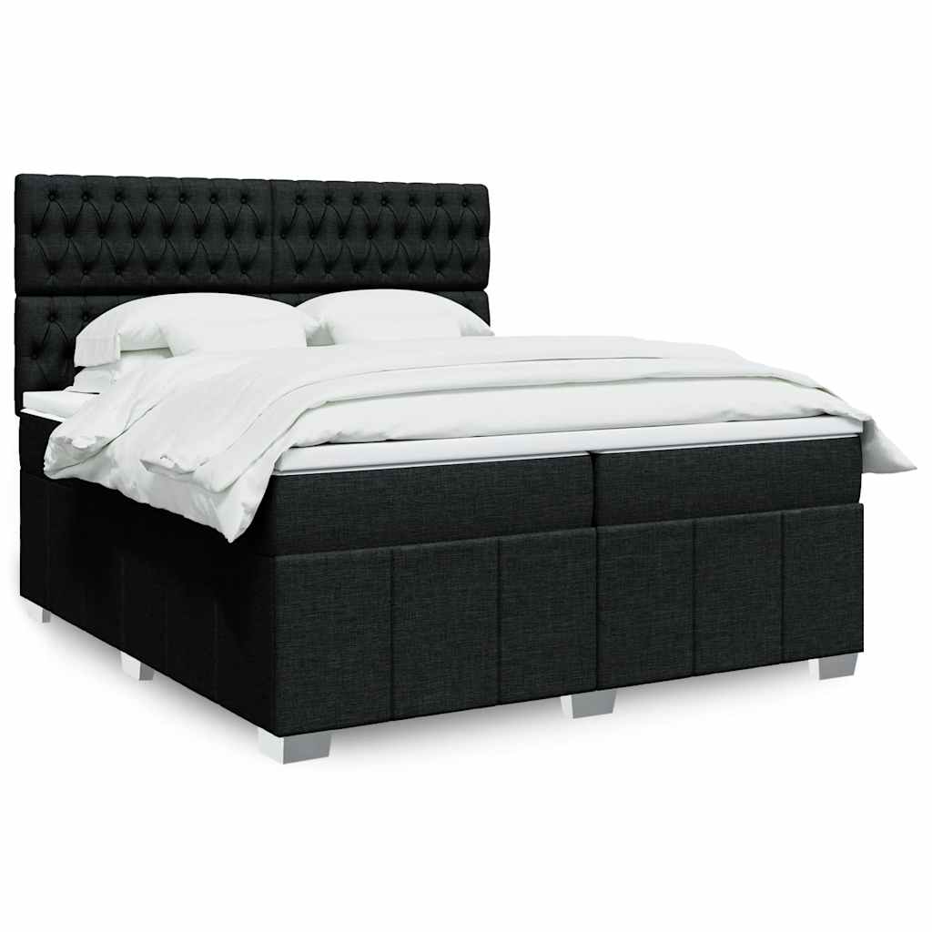 Box Spring Postel S Matrací Černá Textil Černá