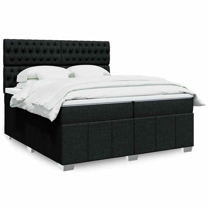 Box Spring Postel S Matrací Černá Textil Černá