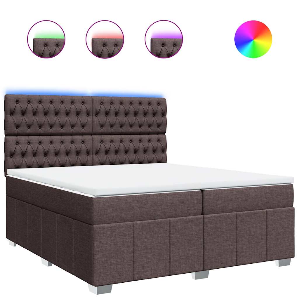 Box Spring Postel S Matrací Tmavě Hnědá 200X200 Cm Textil