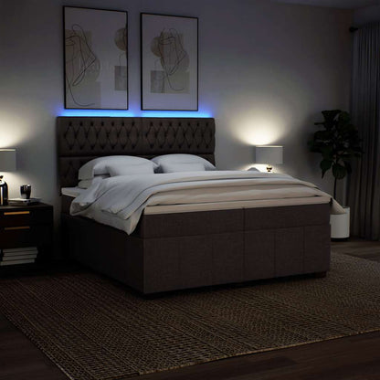 Box Spring Postel S Matrací Tmavě Hnědá 200X200 Cm Textil