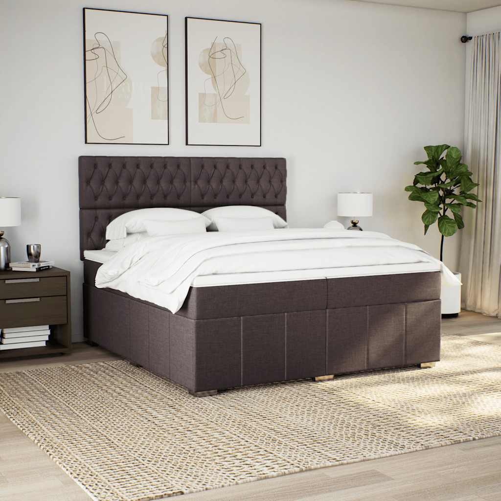 Box Spring Postel S Matrací Tmavě Hnědá 200X200 Cm Textil