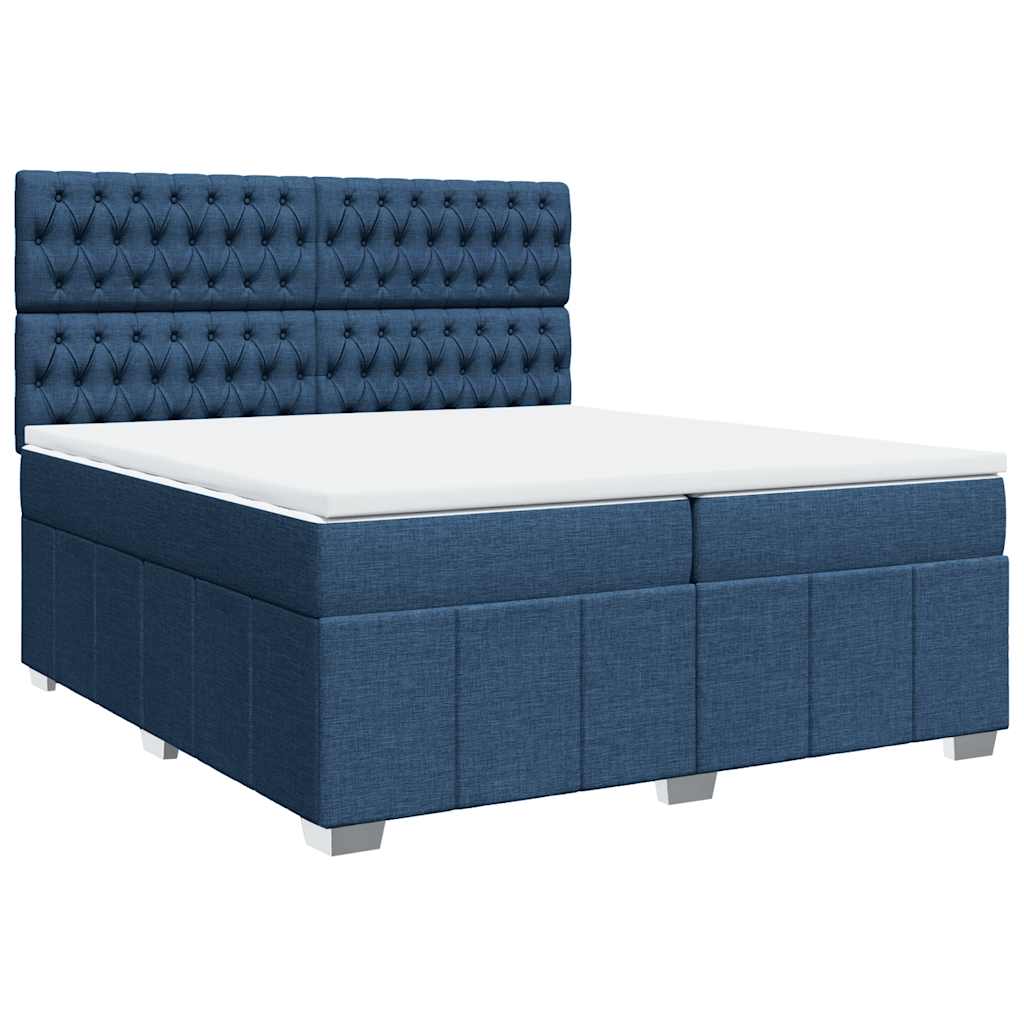 Box Spring Postel S Matrací Modrá 200X200 Cm Textil