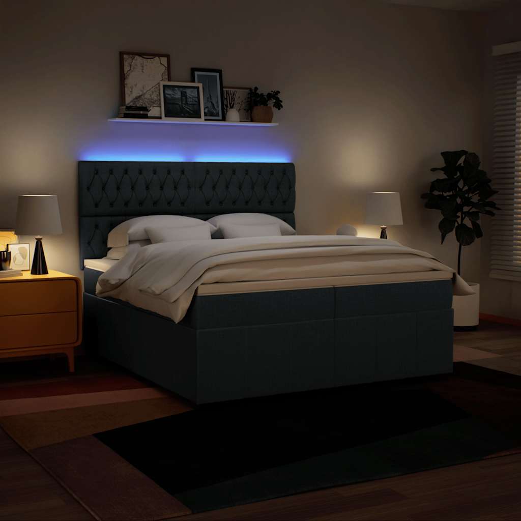 Box Spring Postel S Matrací Modrá 200X200 Cm Textil