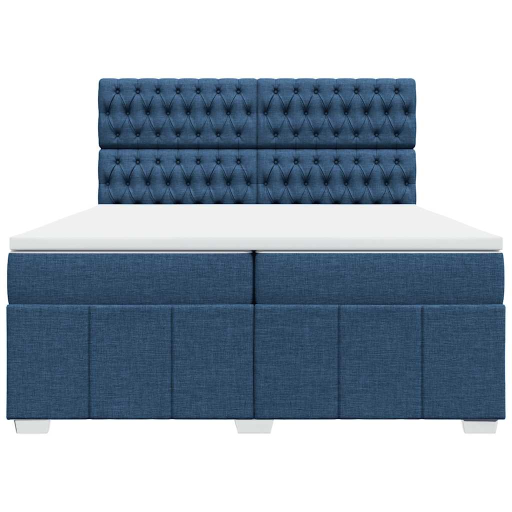 Box Spring Postel S Matrací Modrá 200X200 Cm Textil