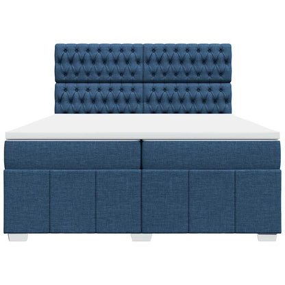 Box Spring Postel S Matrací Modrá 200X200 Cm Textil