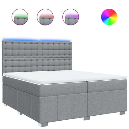 Box Spring Postel S Matrací Světle Šedá 200 X 200 Cm Textil