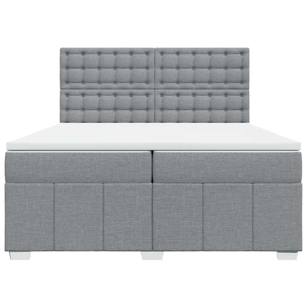 Box Spring Postel S Matrací Světle Šedá 200 X 200 Cm Textil