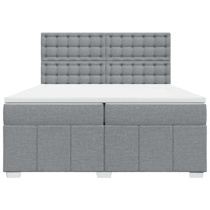Box Spring Postel S Matrací Světle Šedá 200 X 200 Cm Textil