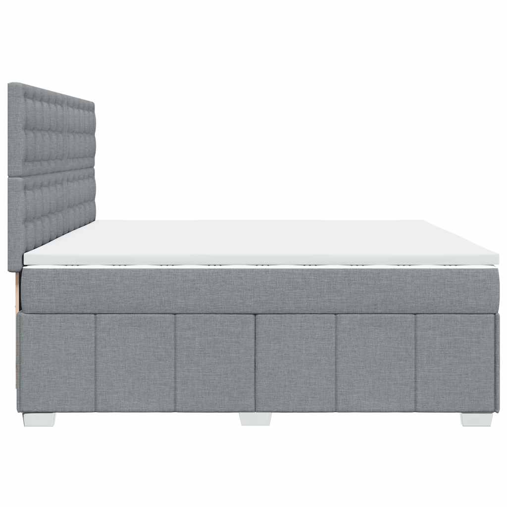 Box Spring Postel S Matrací Světle Šedá 200 X 200 Cm Textil