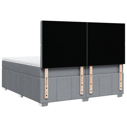 Box Spring Postel S Matrací Světle Šedá 200 X 200 Cm Textil