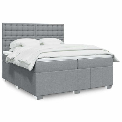 Box Spring Postel S Matrací Světle Šedá 200 X 200 Cm Textil