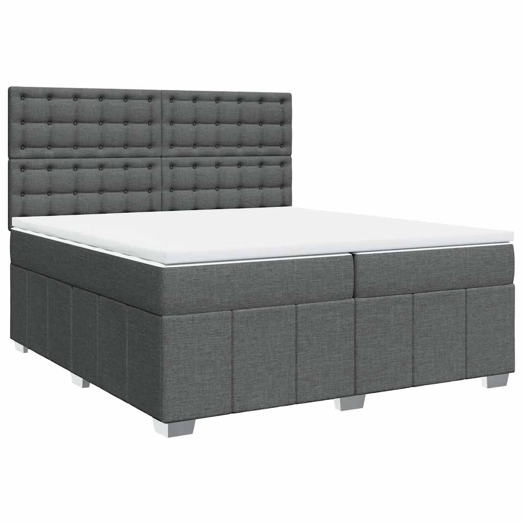 Box Spring Postel S Matrací Tmavě Šedá 200X200 Cm Textil