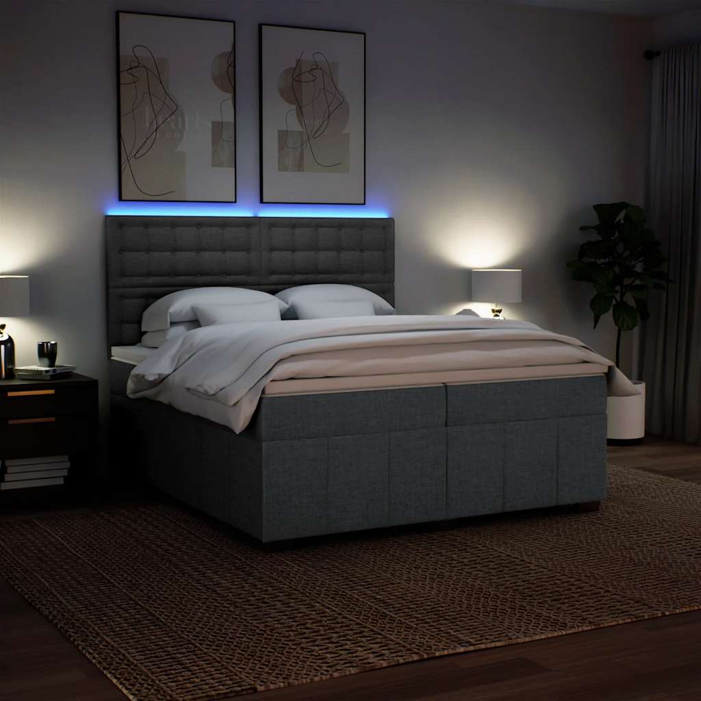 Box Spring Postel S Matrací Tmavě Šedá 200X200 Cm Textil