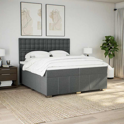 Box Spring Postel S Matrací Tmavě Šedá 200X200 Cm Textil
