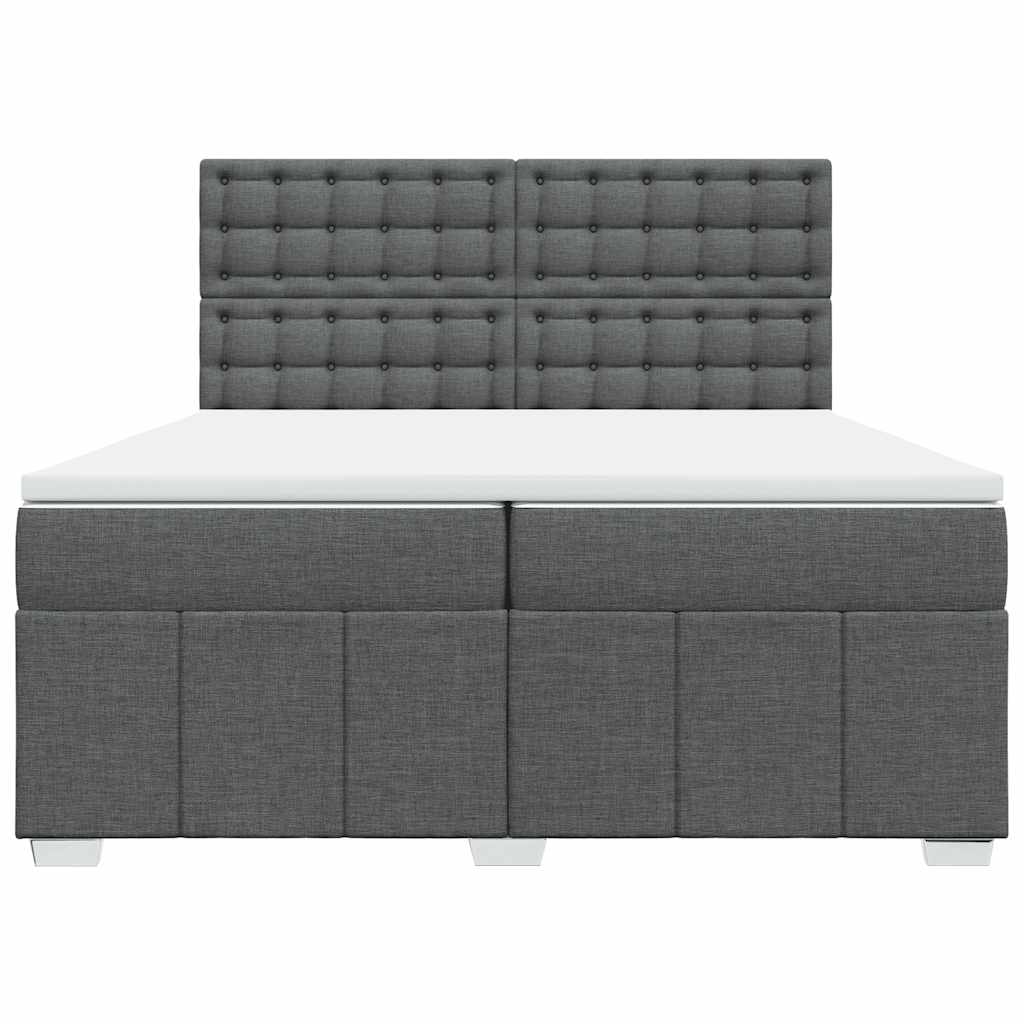 Box Spring Postel S Matrací Tmavě Šedá 200X200 Cm Textil