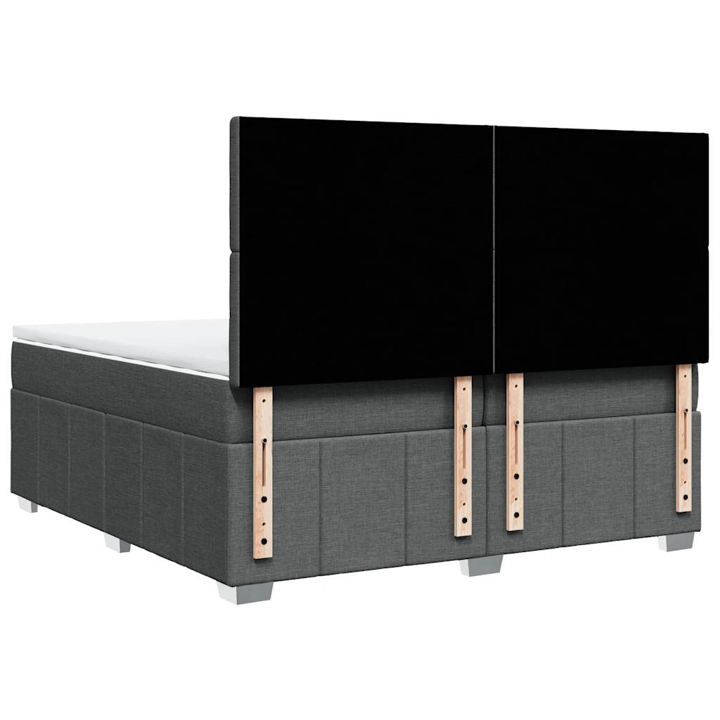 Box Spring Postel S Matrací Tmavě Šedá 200X200 Cm Textil