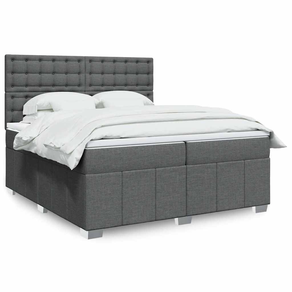 Box Spring Postel S Matrací Tmavě Šedá 200X200 Cm Textil